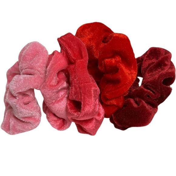 Forever 21 5-Piece Set of Red and Pink Tone Scrunchies Hair Ties NWOT - Picture 9 of 10